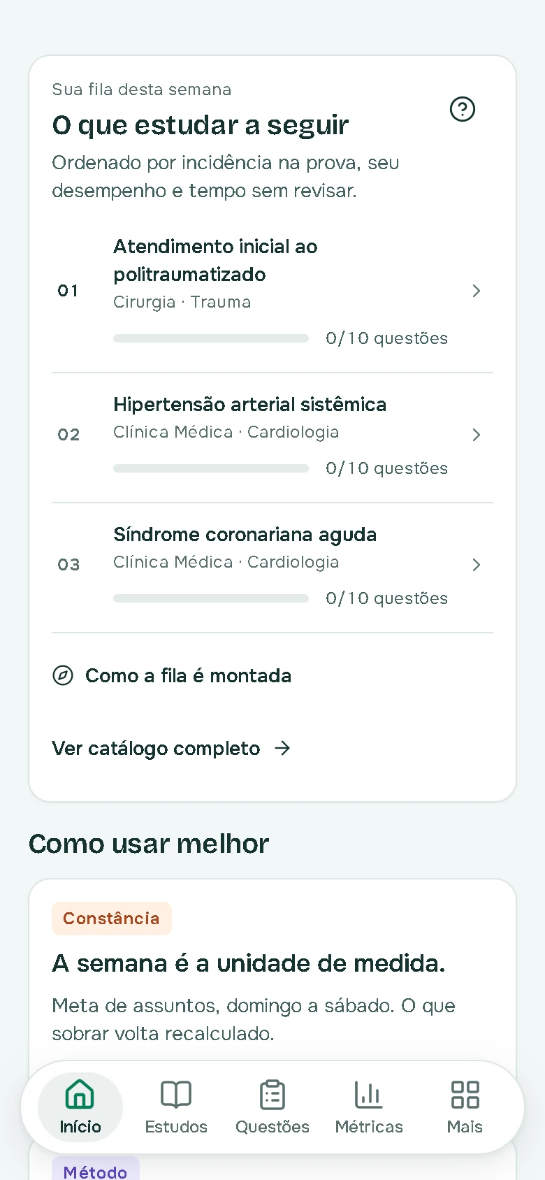 Fila da semana no app MEDFYE, ordenada pelo que mais cai.
