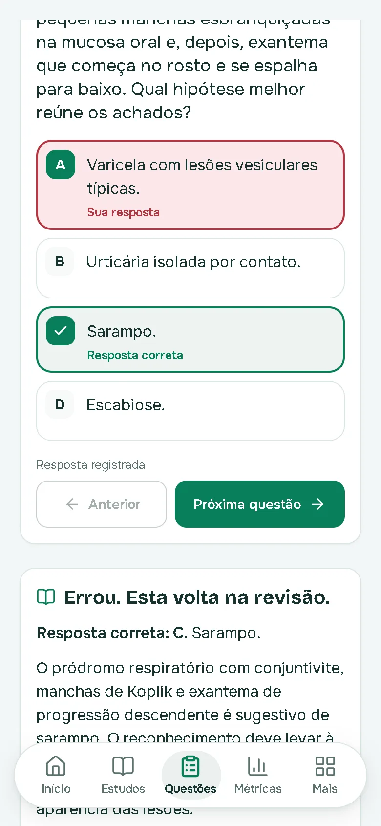 Questão comentada no app MEDFYE.
